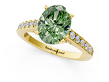 Yellow gold Fancy Green Oval  Solitaire Diamond Ring with Pavé Band and Four-Prong Setting_85