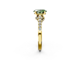 Yellow gold Fancy Green Oval  Solitaire Diamond Ring with Pavé Band and Four-Prong Setting_86