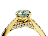 Yellow gold Fancy Green Oval  Solitaire Diamond Ring with Pavé Band and Four-Prong Setting_88