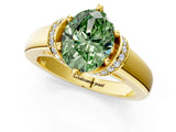 Yellow gold Fancy Green Oval  Solitaire Diamond Ring with Pave Band and Six-Prong Setting_33