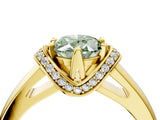 Yellow gold Fancy Green Oval  Solitaire Diamond Ring with Pave Band and Six-Prong Setting_36