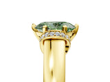 Yellow gold Fancy Green Oval  Solitaire Diamond Ring with Pave Band and Six-Prong Setting_37