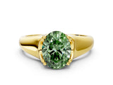 Yellow gold Fancy Green Oval  Solitaire Diamond Ring with Six-Prong Cathedral Setting_32