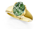 Yellow gold Fancy Green Oval  Solitaire Diamond Ring with Six-Prong Cathedral Setting_33