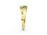 Yellow gold Fancy Green Oval  Solitaire Diamond Ring with Six-Prong Cathedral Setting_34