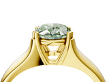 Yellow gold Fancy Green Oval  Solitaire Diamond Ring with Six-Prong Cathedral Setting_36