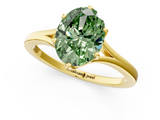 Yellow gold Fancy Green Oval  Solitaire Diamond Ring with Six-Prong Setting and Tapered Band_18