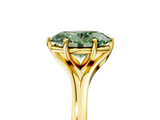Yellow gold Fancy Green Oval  Solitaire Diamond Ring with Six-Prong Setting and Tapered Band_22