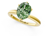 Yellow gold Fancy Green Oval  Solitaire Diamond Ring with Six-Prong Setting on a Classic Band_4