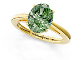 Yellow gold Fancy Green Oval  Solitaire Diamond Ring with Split Shank and Four-Prong Setting_13