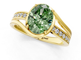 Yellow gold Fancy Green Oval  Solitaire Diamond Ring with Split Shank and Prong Setting_43