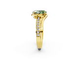 Yellow gold Fancy Green Oval  Solitaire Diamond Ring with Split Shank and Prong Setting_44