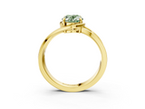 Yellow gold Fancy Green Oval  Solitaire Diamond Ring with Split Shank and Prong Setting_45