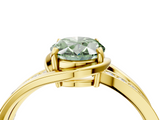 Yellow gold Fancy Green Oval  Solitaire Diamond Ring with Split Shank and Prong Setting_46