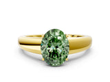 Yellow gold Fancy Green Oval  Solitaire Diamond Ring with Tapered Band and Four-Prong Setting_48