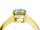 Yellow gold Fancy Green Oval  Solitaire Diamond Ring with Tapered Band and Four-Prong Setting_52