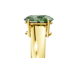 Yellow gold Fancy Green Oval  Solitaire Diamond Ring with Tapered Band and Four-Prong Setting_53