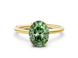 Yellow gold Fancy Green Oval  Solitaire Diamond Ring with a Classic Band and Four-Prong Setting 1