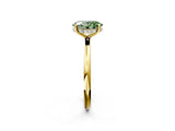 Yellow gold Fancy Green Oval  Solitaire Diamond Ring with a Classic Band and Four-Prong Setting 3