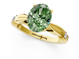 Yellow gold Fancy Green Oval  Solitaire Diamond Twisted Band with Four-Prong Setting_65