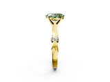 Yellow gold Fancy Green Oval  Solitaire Diamond Twisted Band with Four-Prong Setting_66