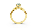 Yellow gold Fancy Green Oval  Solitaire Diamond Twisted Band with Four-Prong Setting_67