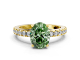 Yellow gold Fancy Green Oval  Solitaire Diamond with Pavé Band and Four-Prong Setting_63