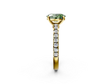 Yellow gold Fancy Green Oval  Solitaire Diamond with Pavé Band and Four-Prong Setting_65