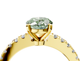 Yellow gold Fancy Green Oval  Solitaire Diamond with Pavé Band and Four-Prong Setting_67