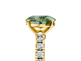 Yellow gold Fancy Green Oval  Solitaire Diamond with Pavé Band and Four-Prong Setting_68