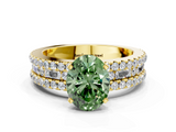 Yellow gold Fancy Green Oval  Solitaire Diamond with Pave and Channel Set Band_55