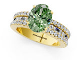 Yellow gold Fancy Green Oval  Solitaire Diamond with Pave and Channel Set Band_56
