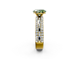 Yellow gold Fancy Green Oval  Solitaire Diamond with Pave and Channel Set Band_57