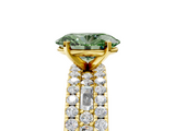 Yellow gold Fancy Green Oval  Solitaire Diamond with Pave and Channel Set Band_60