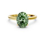 Yellow gold Fancy Green Oval  Solitaire Engagement Ring with Cathedral Band and Four-Prong Setting_19