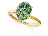 Yellow gold Fancy Green Oval  Solitaire Engagement Ring with Cathedral Band and Four-Prong Setting_20