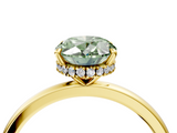 Yellow gold Fancy Green Oval  Solitaire Engagement Ring with Cathedral Band and Four-Prong Setting_23