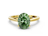 Yellow gold Fancy Green Oval  Solitaire Engagement Ring with Four-Prong Setting and Classic Band 1
