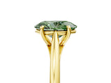 Yellow gold Fancy Green Oval  Solitaire Engagement Ring with Four-Prong Setting and Classic Band