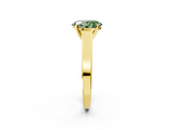 Yellow gold Fancy Green Oval  Solitaire Engagement Ring with Four-Prong Setting and Tapered Band_5