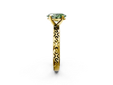 Yellow gold Fancy Green Oval  Solitaire Engagement Ring with Scrollwork Band and Four-Prong Setting_132