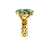 Yellow gold Fancy Green Oval  Solitaire Engagement Ring with Scrollwork Band and Four-Prong Setting_135