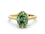 Yellow gold Fancy Green Oval  Solitaire Engagement Ring with Six-Prong Setting and Classic Band 1