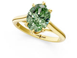 Yellow gold Fancy Green Oval  Solitaire Engagement Ring with Six-Prong Setting and Classic Band 2