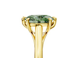 Yellow gold Fancy Green Oval  Solitaire Engagement Ring with Six-Prong Setting and Classic Band