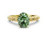 Yellow gold Fancy Green Oval  Solitaire Floral Milgrain Engagement Ring_55