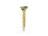Yellow gold Fancy Green Oval  Solitaire Floral Milgrain Engagement Ring_57