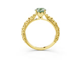 Yellow gold Fancy Green Oval  Solitaire Floral Milgrain Engagement Ring_58