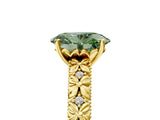 Yellow gold Fancy Green Oval  Solitaire Floral Milgrain Engagement Ring_60