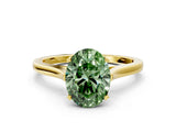 Yellow gold Fancy Green Oval  Solitaire Heart Prong Engagement Ring with Tapered Band_55
